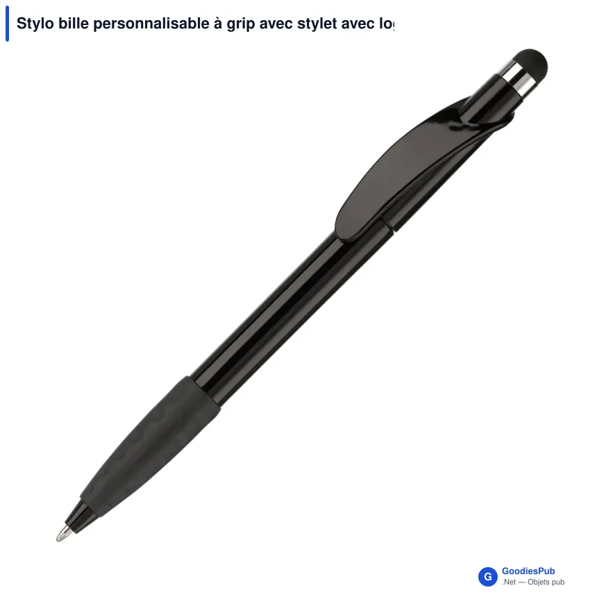 Stylo bille personnalisable à grip avec stylet avec logo - Cosmo Stylus Grip - Image 5