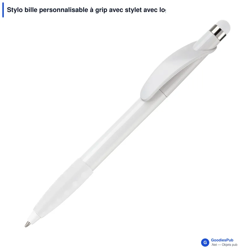 Stylo bille personnalisable à grip avec stylet avec logo - Cosmo Stylus Grip - Image 6