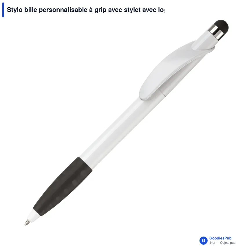 Stylo bille personnalisable à grip avec stylet avec logo - Cosmo Stylus Grip - Image 8