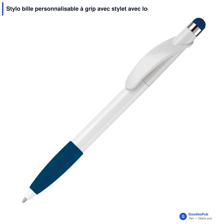 Stylo bille personnalisable à grip avec stylet avec logo - Cosmo Stylus Grip - Image 9