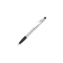 Variante argent / Noir - Stylo bille personnalisable à grip avec stylet avec logo - Cosmo Stylus Grip