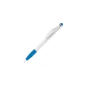 Variante Blanc / Bleu clair - Stylo bille personnalisable à grip avec stylet avec logo - Cosmo Stylus Grip