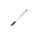 Variante Blanc / Noir - Stylo bille personnalisable à grip avec stylet avec logo - Cosmo Stylus Grip