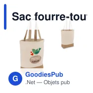 Sac fourre-tout personnalisable en coton et jute avec logo - 41 x 41 cm - Miniature 1