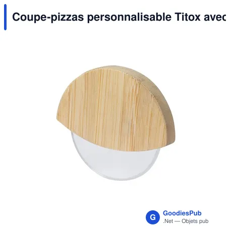 Coupe-pizzas personnalisable Titox avec logo en bambou