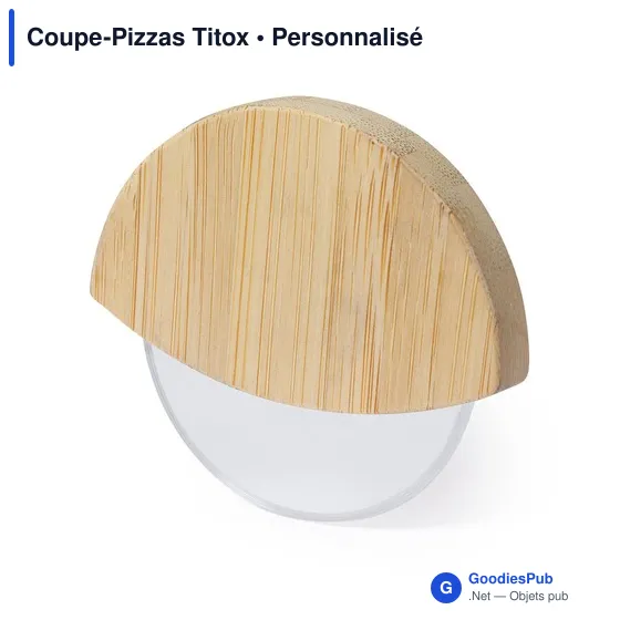 Coupe-pizzas personnalisable Titox avec logo en bambou - Image 2