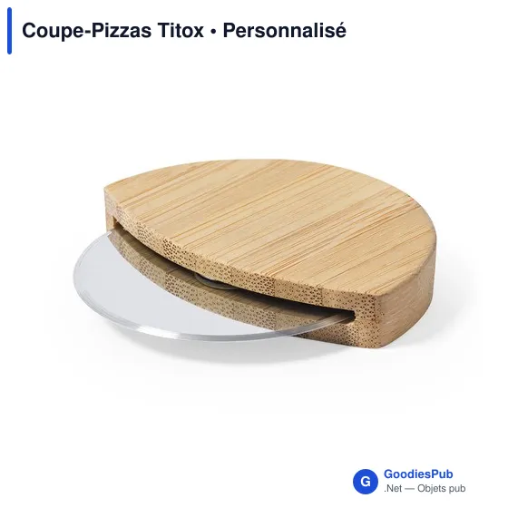 Coupe-pizzas personnalisable Titox avec logo en bambou - Image 3