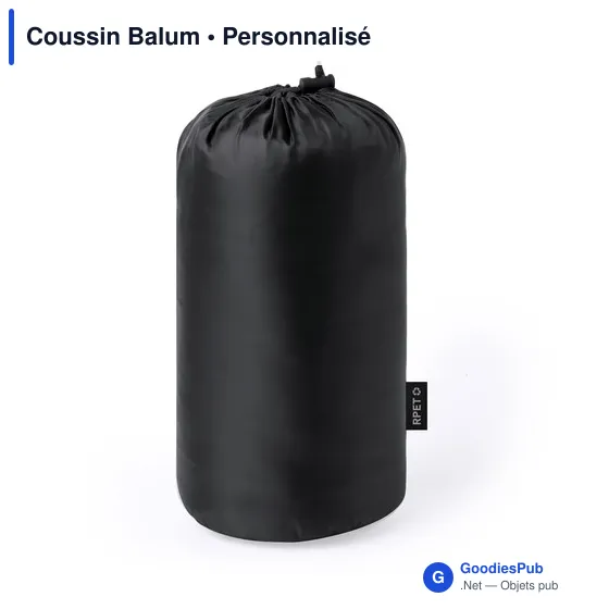 Coussin Balum personnalisable avec logo entreprise en polyester noir - Image 5