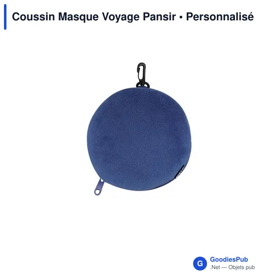 Coussin de Voyage Personnalisable avec Masque de Sommeil - Pansiravec logo - Image 1