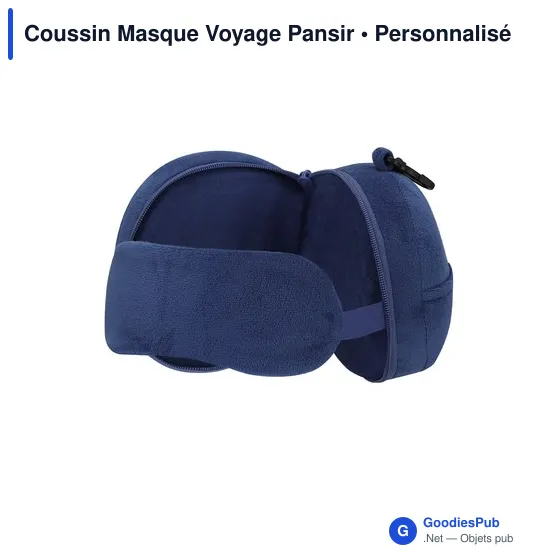Coussin de Voyage Personnalisable avec Masque de Sommeil - Pansiravec logo - Image 11