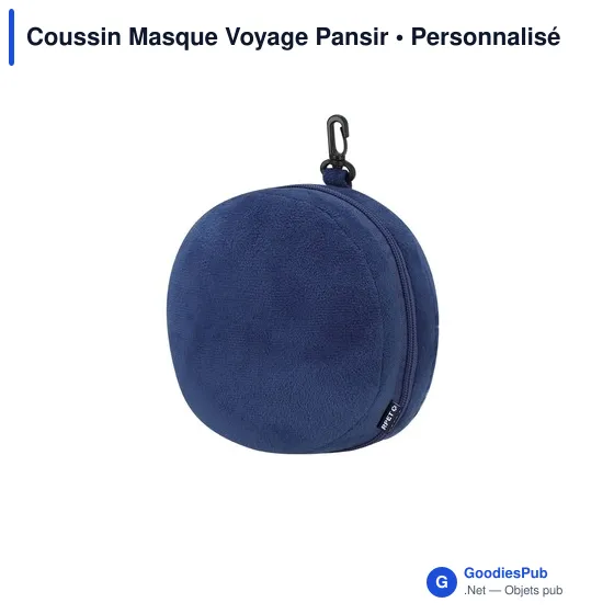 Coussin de Voyage Personnalisable avec Masque de Sommeil - Pansiravec logo - Image 3