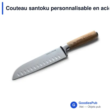 Couteau santoku personnalisable en acier et bois d'acacia avec logo - Orrefors Jernverk