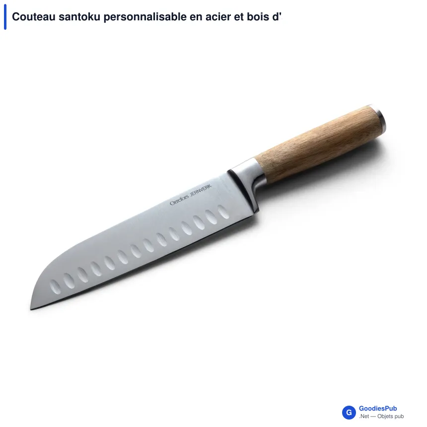 Couteau santoku personnalisable en acier et bois d'acacia avec logo - Orrefors Jernverk - Image 2