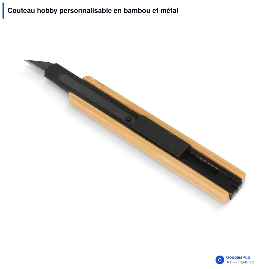Couteau hobby personnalisable en bambou et métal avec logo - Bamboo - Image 2