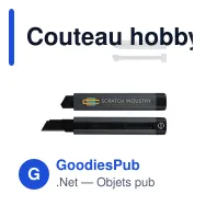 Couteau hobby personnalisable en ABS recyclé avec logo - Blanc ou gris - Miniature 1