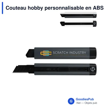 Couteau hobby personnalisable en ABS recyclé avec logo - Blanc ou gris