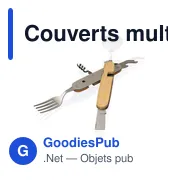 Couverts multifonction personnalisables en bambou Ainsley avec logo - Miniature 2