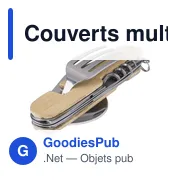 Couverts multifonction personnalisables en bambou Ainsley avec logo - Miniature 3