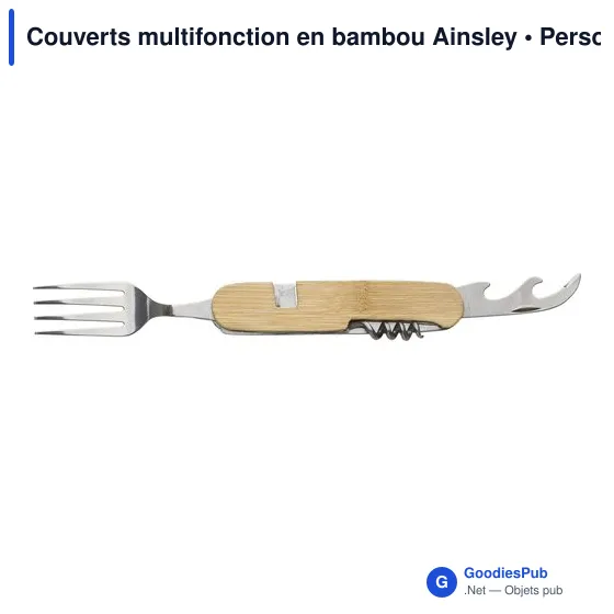 Couverts multifonction personnalisables en bambou Ainsley avec logo - Image 4