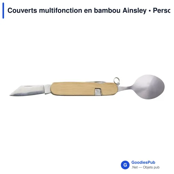 Couverts multifonction personnalisables en bambou Ainsley avec logo - Image 5