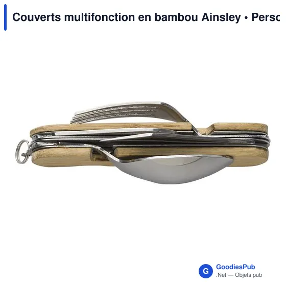 Couverts multifonction personnalisables en bambou Ainsley avec logo - Image 7
