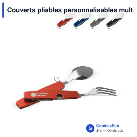 Couverts pliables personnalisables multifonction en aluminium avec logo - Pocket