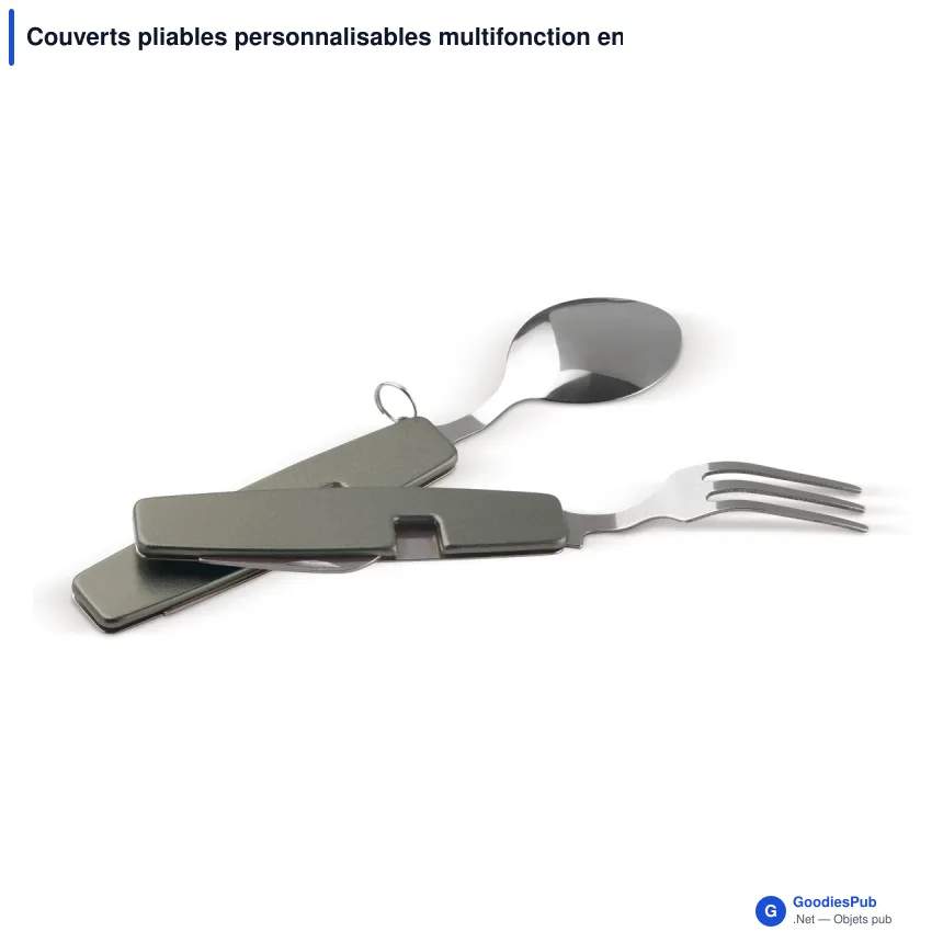 Couverts pliables personnalisables multifonction en aluminium avec logo - Pocket - Image 2
