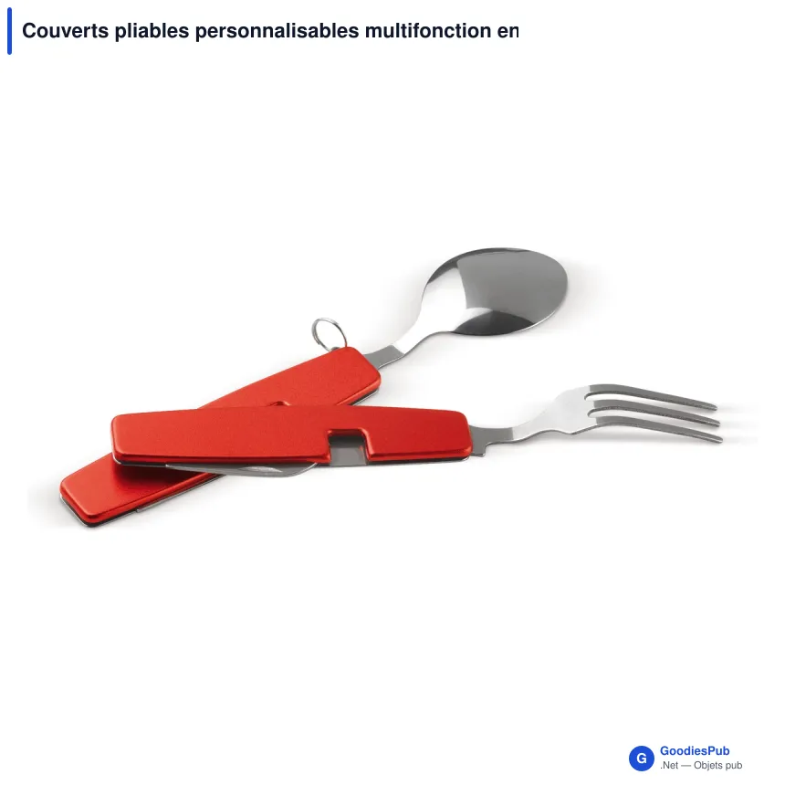 Couverts pliables personnalisables multifonction en aluminium avec logo - Pocket - Image 3