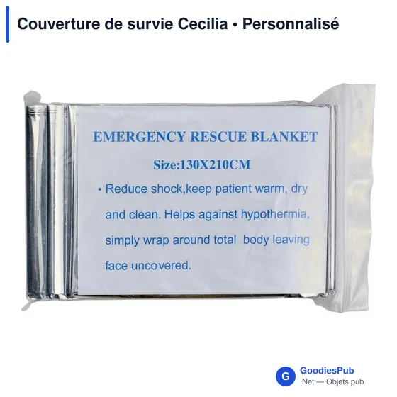 Couverture de survie personnalisable avec logo - modèle Cecilia - Image 2