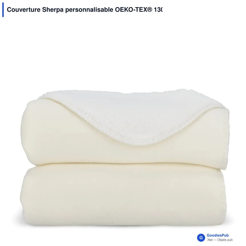 Couverture Sherpa personnalisable OEKO-TEX® 130 x 170 cm avec logo - 510 g/m² - Image 2
