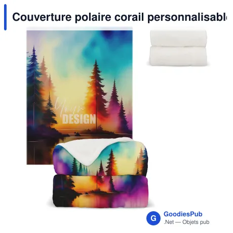 Couverture polaire corail personnalisable OEKO-TEX® 130 x 170 cm avec logo