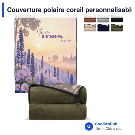 Couverture polaire corail personnalisable 120 x 150 cm avec logo - Polaire