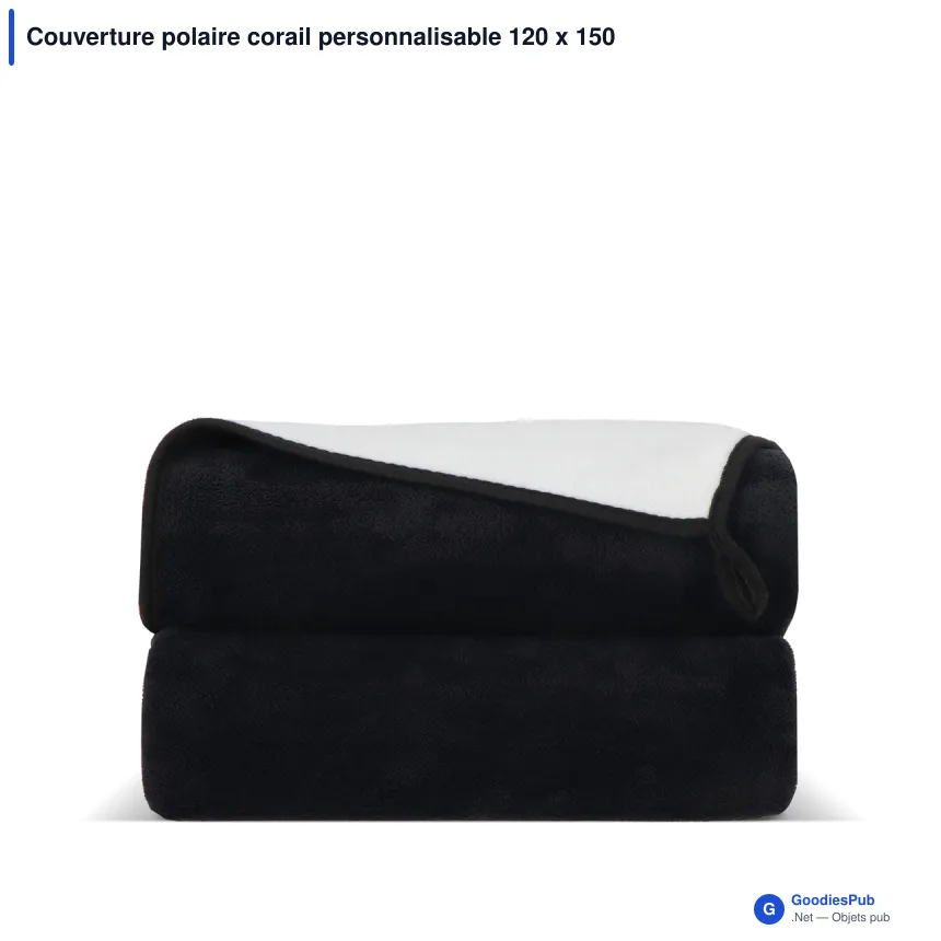 Couverture polaire corail personnalisable 120 x 150 cm avec logo - Polaire - Image 2
