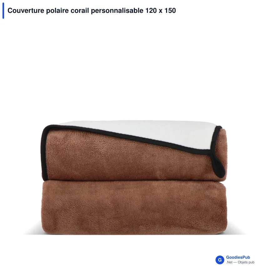 Couverture polaire corail personnalisable 120 x 150 cm avec logo - Polaire - Image 3
