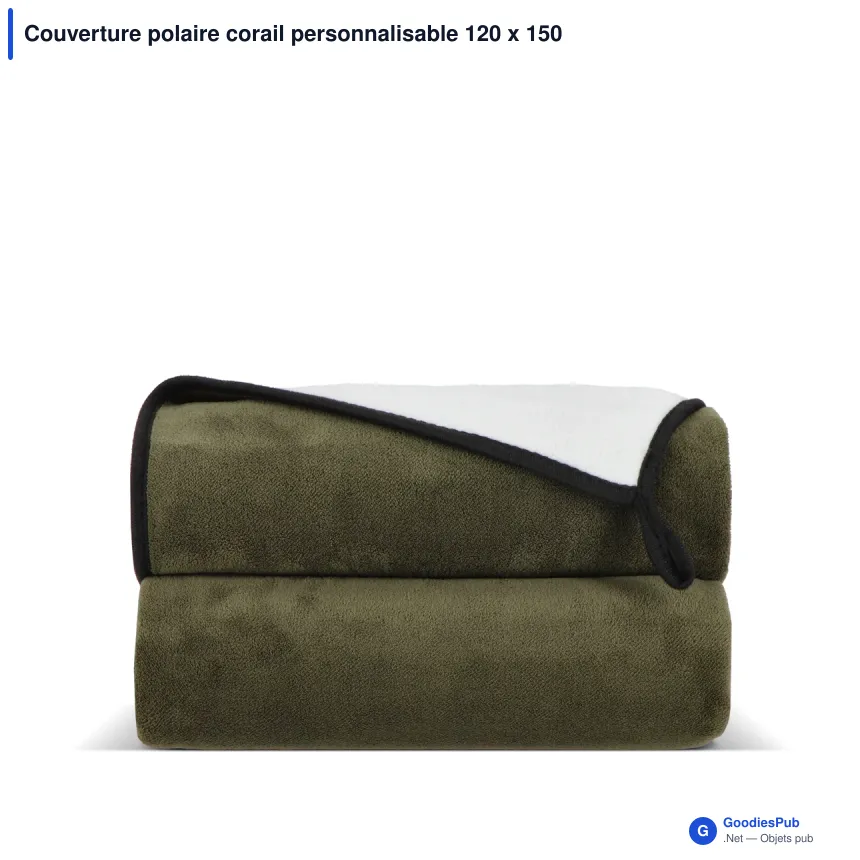 Couverture polaire corail personnalisable 120 x 150 cm avec logo - Polaire - Image 4