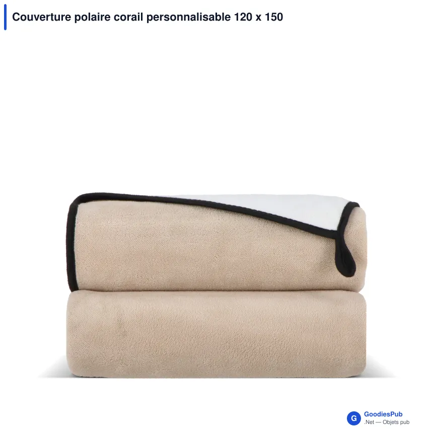 Couverture polaire corail personnalisable 120 x 150 cm avec logo - Polaire - Image 5