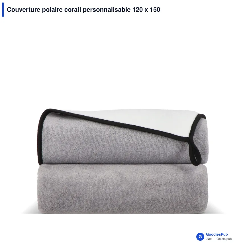Couverture polaire corail personnalisable 120 x 150 cm avec logo - Polaire - Image 6