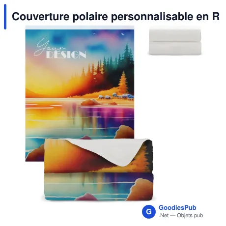 Couverture polaire personnalisable en R-PET avec logo - 120 x 150 cm