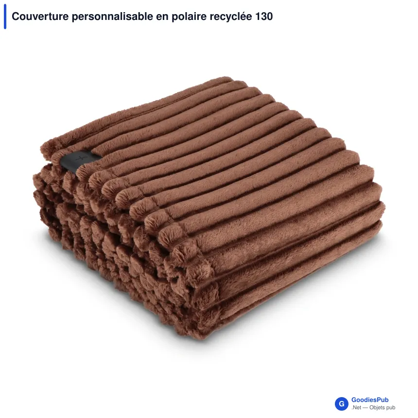 Couverture personnalisable en polaire recyclée 130 x 170 cm avec logo - Sagaform Esther - Image 2