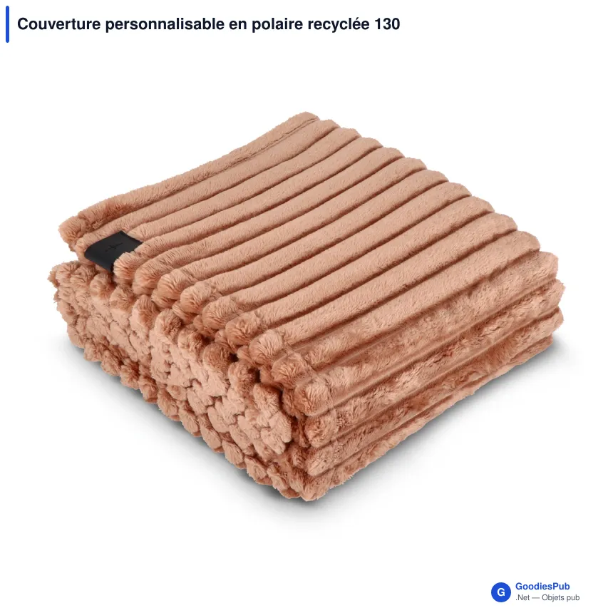 Couverture personnalisable en polaire recyclée 130 x 170 cm avec logo - Sagaform Esther - Image 3