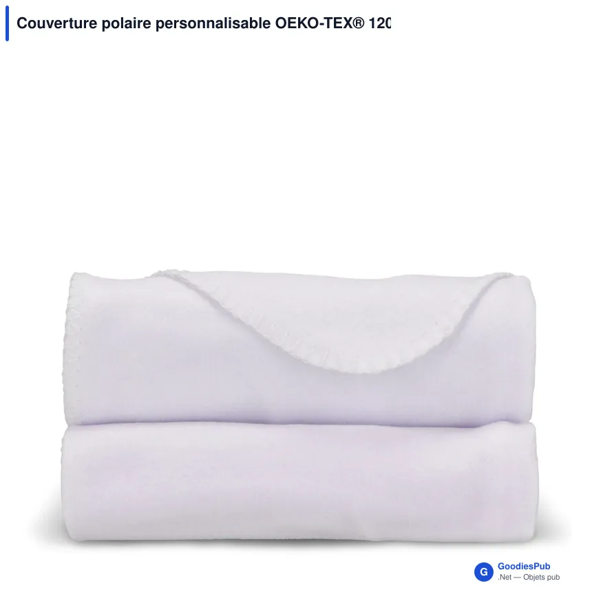 Couverture polaire personnalisable OEKO-TEX® 120 x 150 cm avec logo - 190 g/m² - Image 2