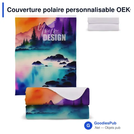 Couverture polaire personnalisable OEKO-TEX® 130 x 170 cm avec logo - 290 g/m²