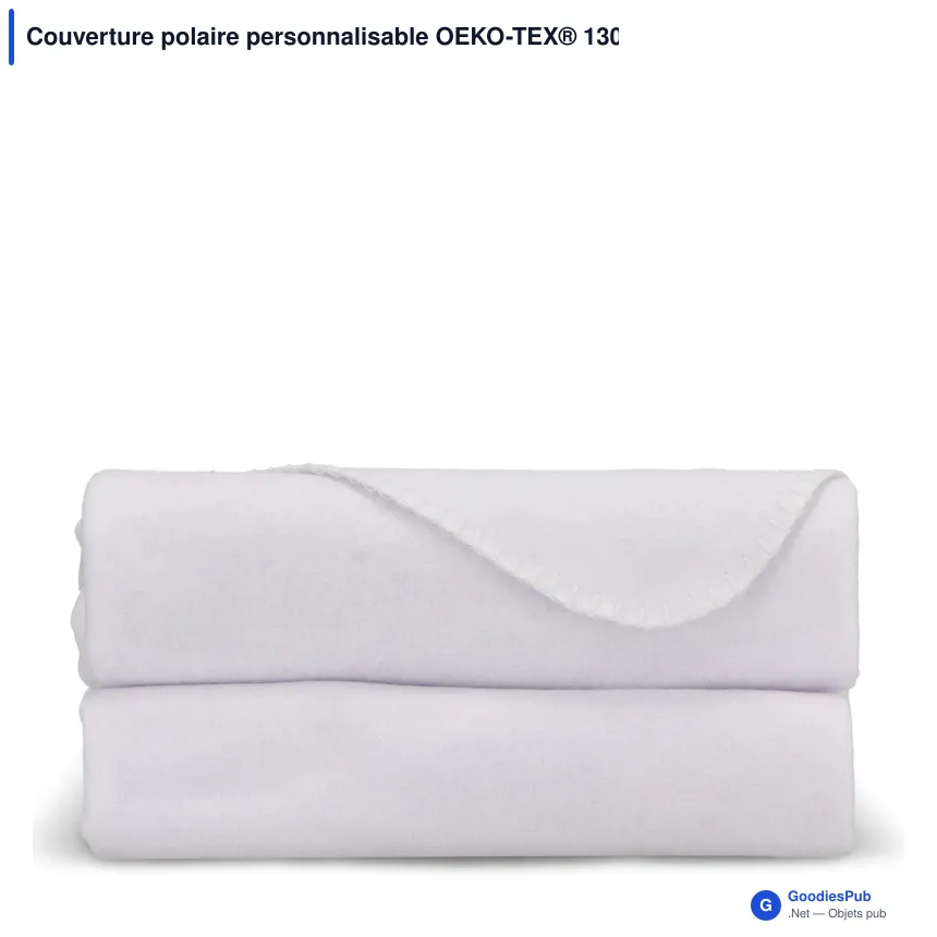 Couverture polaire personnalisable OEKO-TEX® 130 x 170 cm avec logo - 290 g/m² - Image 2