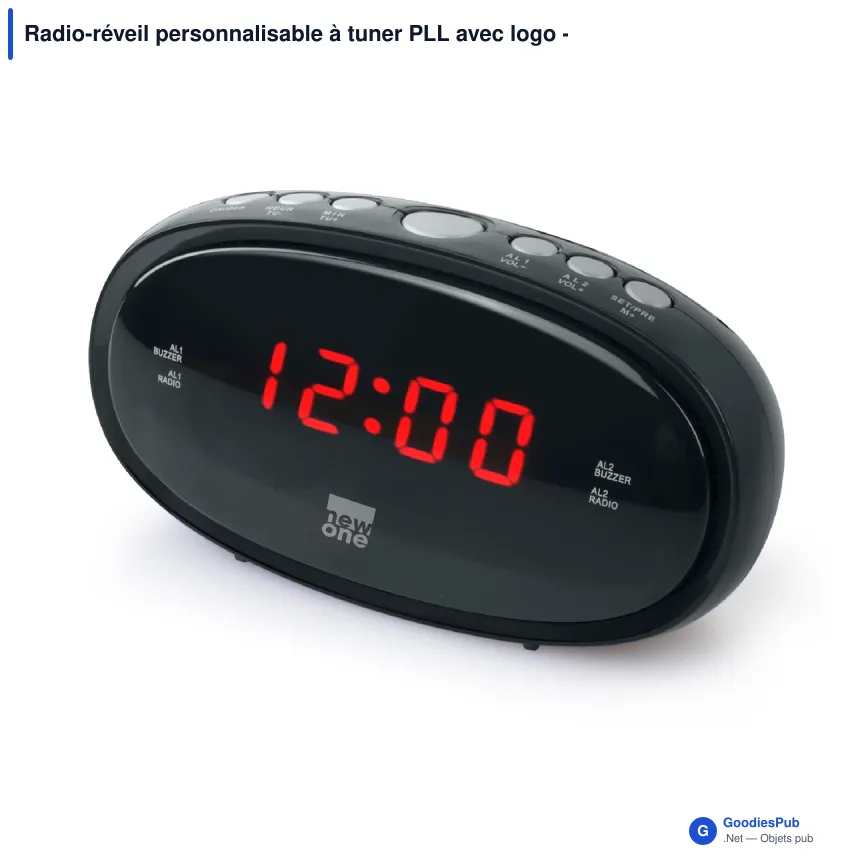 Radio-réveil personnalisable à tuner PLL avec logo - New One CR100 - Image 1