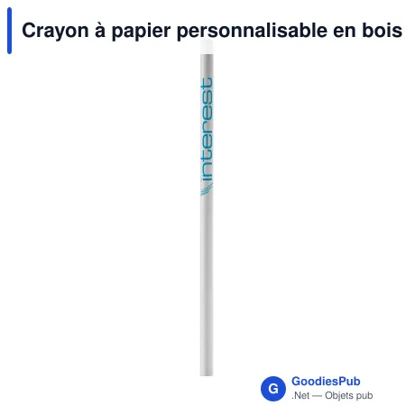 Crayon à papier personnalisable en bois FSC blanc avec logo - 18 cm