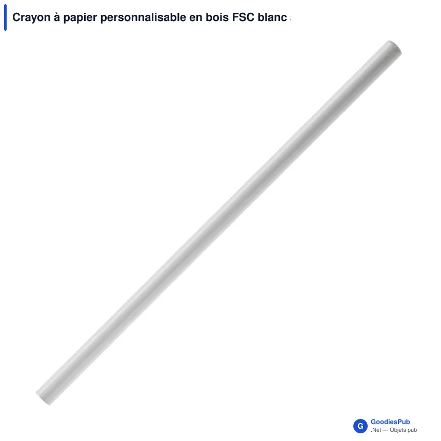 Crayon à papier personnalisable en bois FSC blanc avec logo - 18 cm - Image 2
