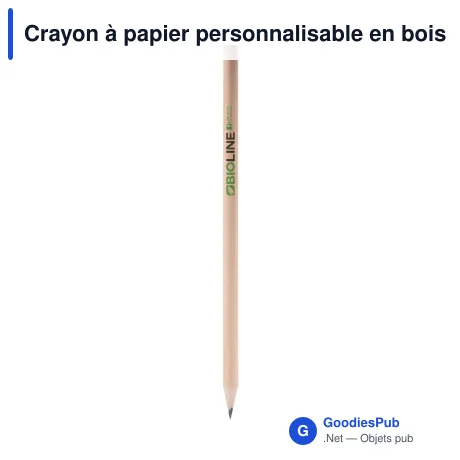 Crayon à papier personnalisable en bois FSC naturel avec logo - 17,5 cm