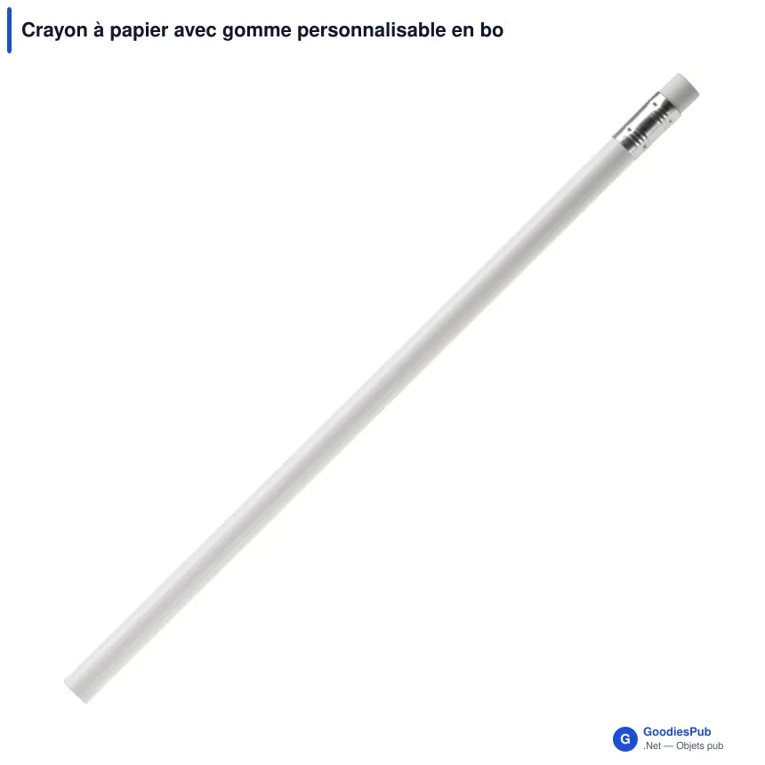 Crayon à papier avec gomme personnalisable en bois FSC coloré avec logo - 18,6 cm - Image 3