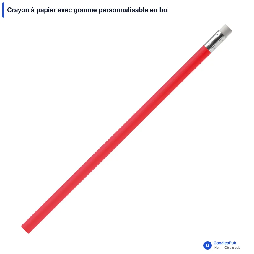 Crayon à papier avec gomme personnalisable en bois FSC coloré avec logo - 18,6 cm - Image 5