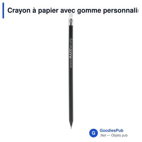 Crayon à papier avec gomme personnalisable en bois FSC noir avec logo - 18,8 cm